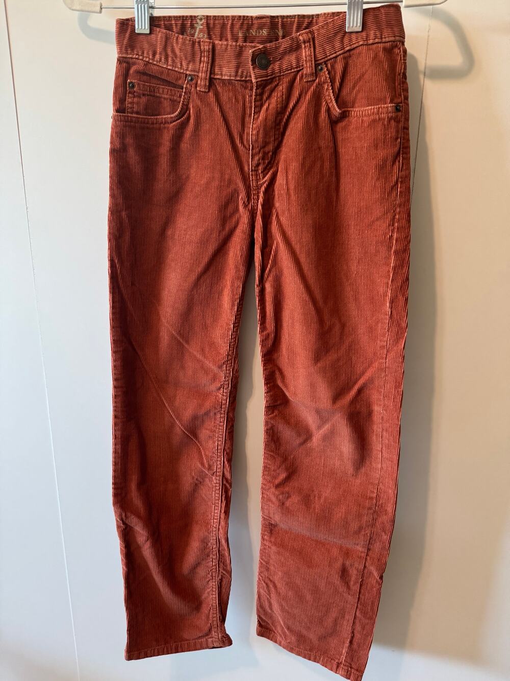 Boy’s Lands End Rust Corduroy Pants Size 12 Slim Adjustable Waist 100% Cotton
